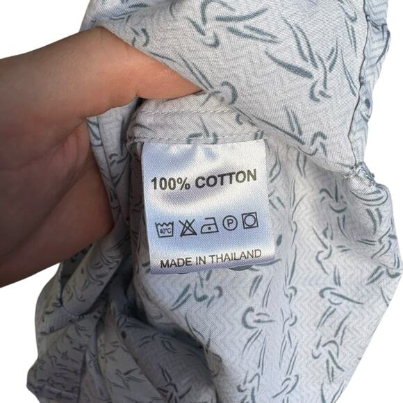 BODHI by Kotomori White Grey Abstract Birds Short Sleeve Button Down - M - Picture 5 of 7